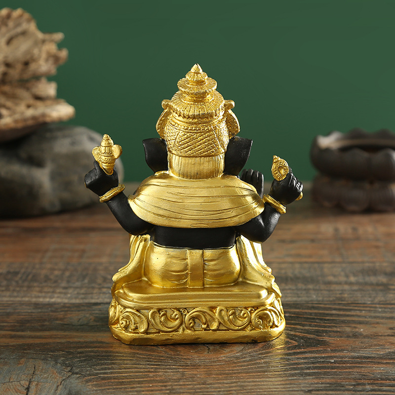 5 Inch 12.5cm Personalized Desktop Resin Crafts Indian Buddha Statue Elephant God Ornament