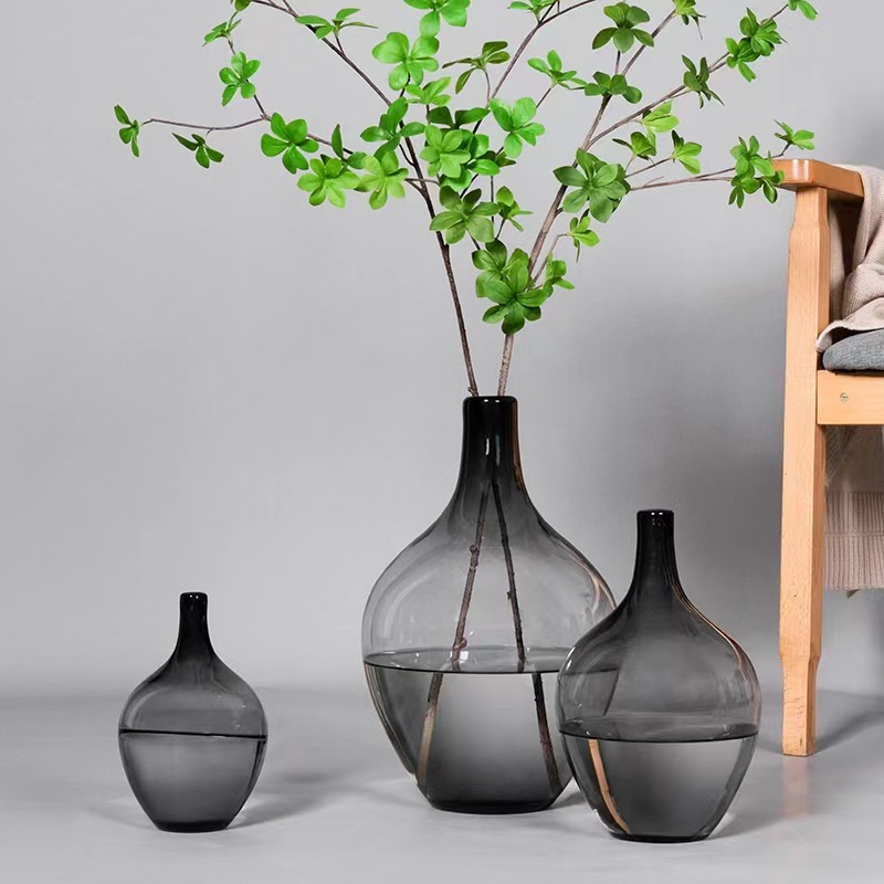 High Quality Modern Wedding Home Decor Ornament Floor Standing Round Belly Small Caliber Flower Vase