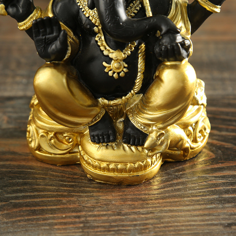 5 Inch 12.5cm Personalized Desktop Resin Crafts Indian Buddha Statue Elephant God Ornament