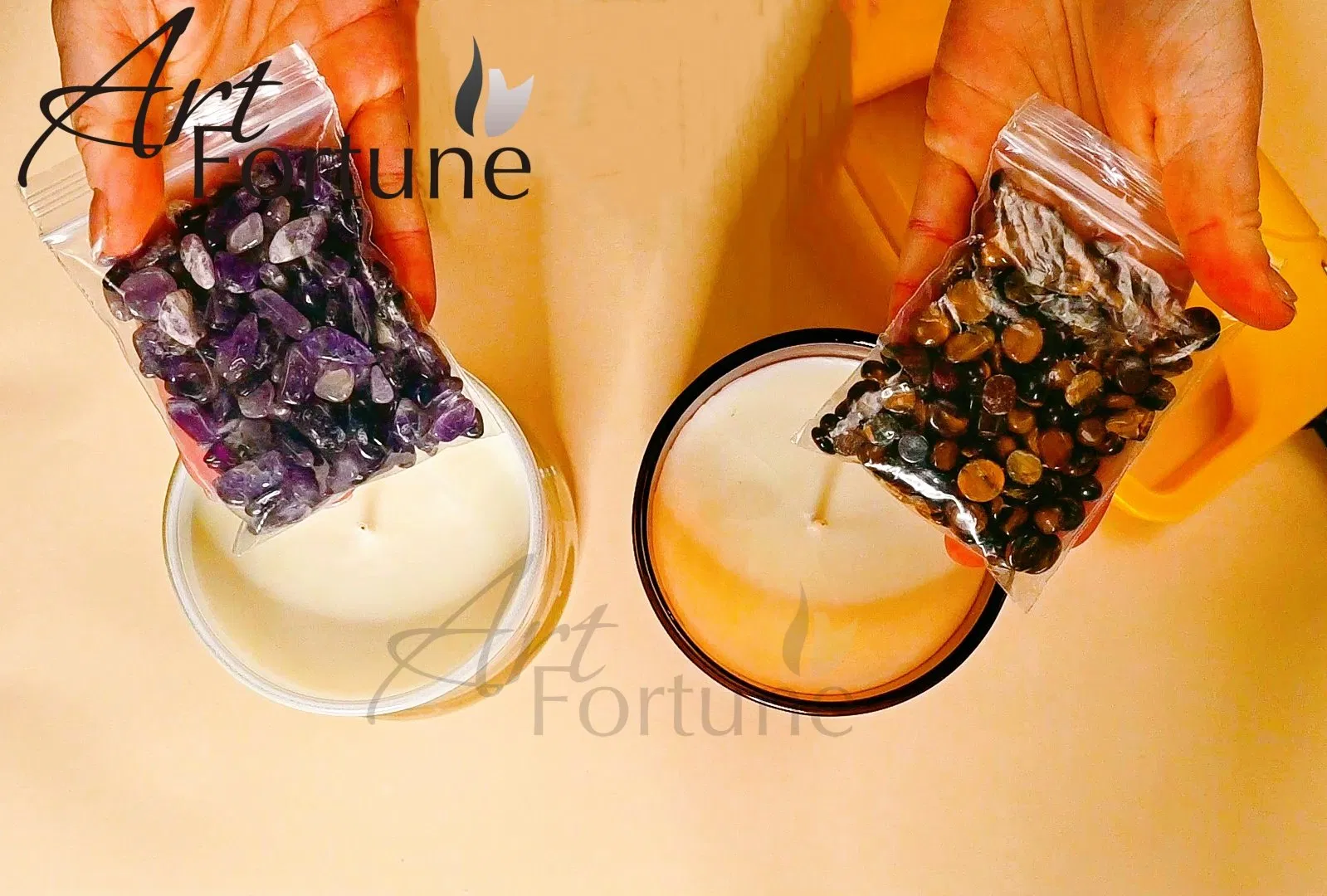 Natural Crystal Stone Candle with Scented Soy Wax and Wooden Wick