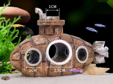 Submarine Fish Tank Goby Hide Cave Aquarium Ornament Shelter Resin Shrimp Ornament Breeding House for Hamster