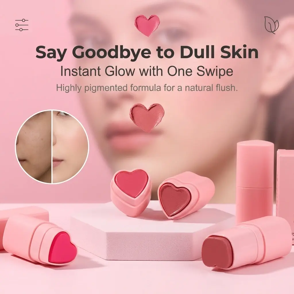 OEM Heart Shape Organic Cream Blush Stick OEM Suppliers, Manufacturer