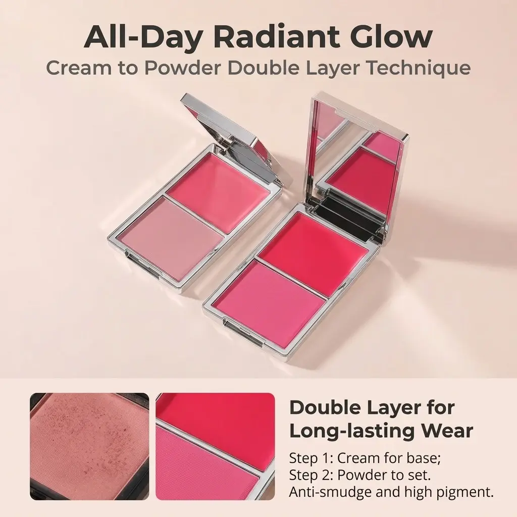 Custom Wholesale Customizable Dual Color Cream Blush Palette from China Suppliers | Vegan Waterproof Blusher Factory Suppliers, Factories