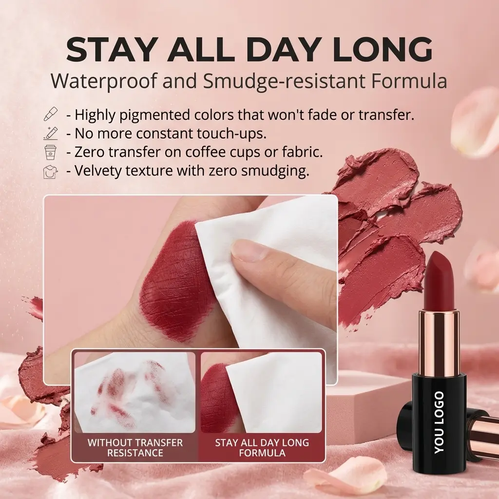 Custom Smudge Proof Matte Lipstick OEM Suppliers, Manufacturers