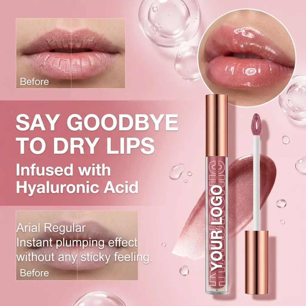 Custom Hyaluronic Acid Lip Gloss High Shine OEM Manufacturers, Factories