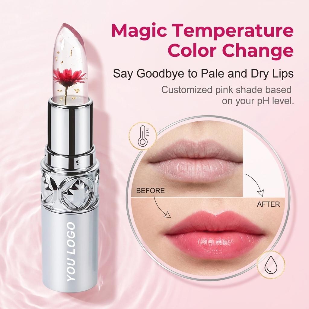 Color changing jelly lipstick detail