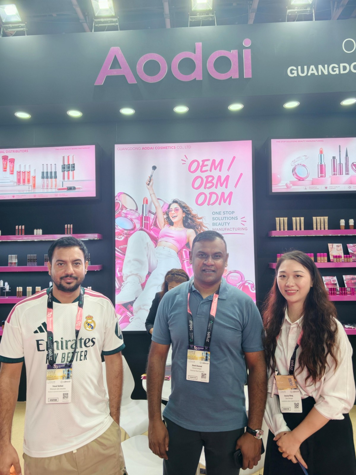 Aodai team with partners at Dubai beauty show
