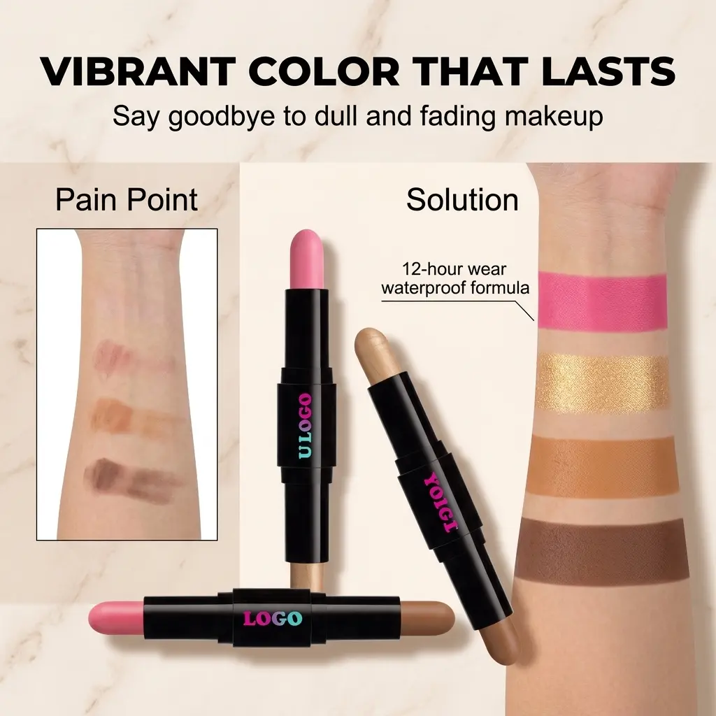 OEM Dual Blush Highlighter Stick OEM Suppliers, Manufacturers