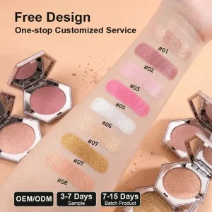 Custom 8-Color Hexagonal Powder Box Highlighter OEM Factory