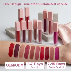 Custom Pink-cap Frosted Square Matte Liquid Lipstick