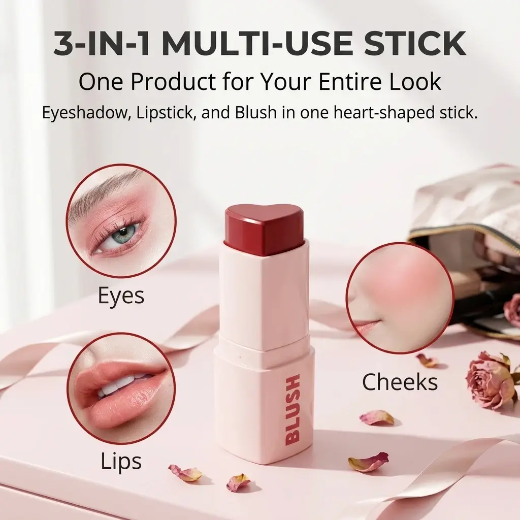 OEM Heart Shape Vegan Cream Blush Stick OEM Supplier, Factories