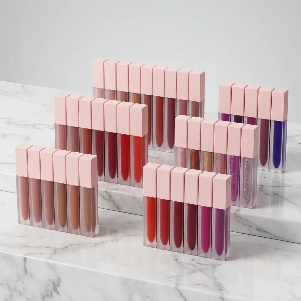 Custom Pink‑cap Frosted Square Matte Liquid Lipstick OEM Manufacturers, Manufacturer