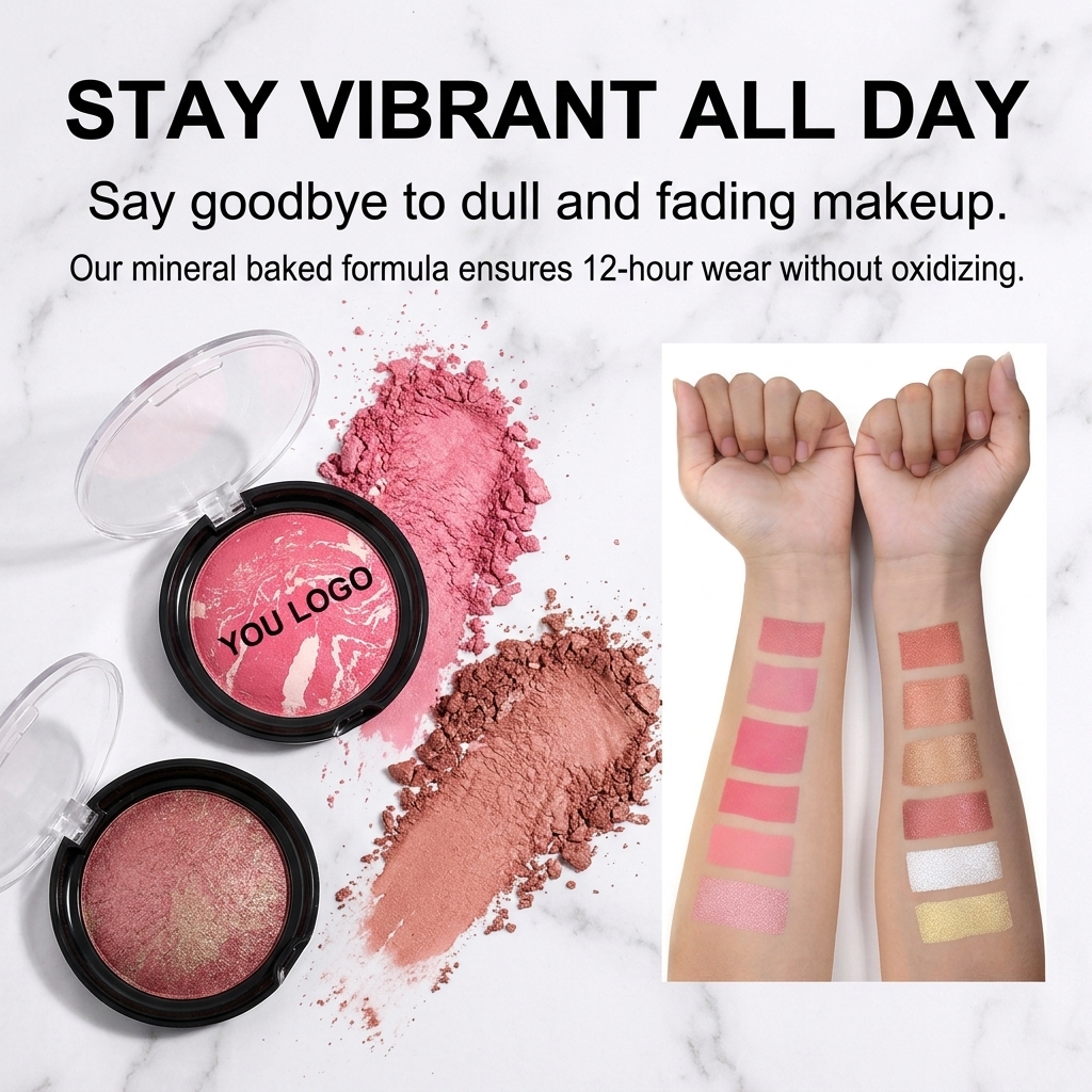 Baked blush powder finish detail
