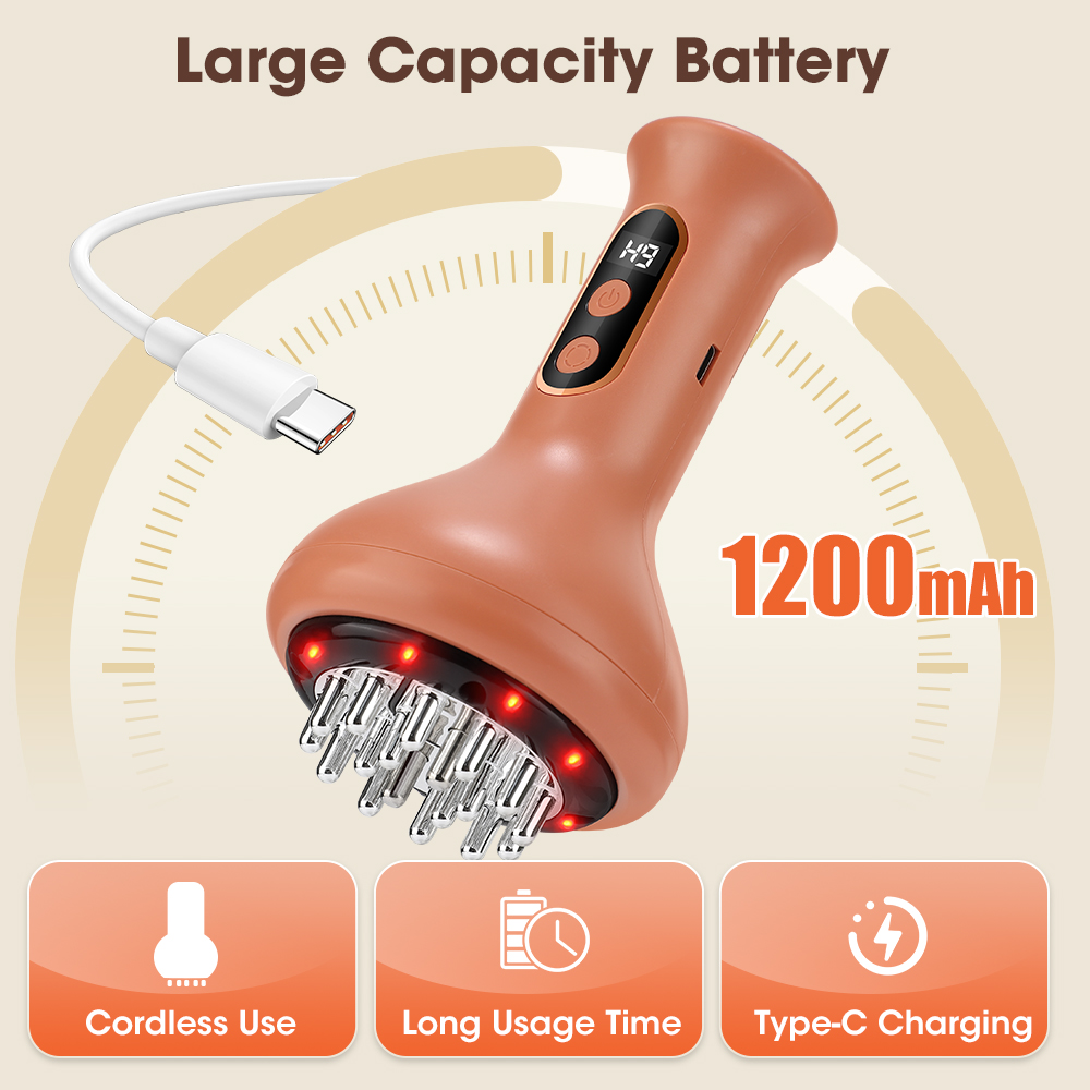 Electric GuaSha Lymphatic Drainage Heating Microcurrent Meridian Massage Brush Anti Cellulite Massager For Body Slimming Device