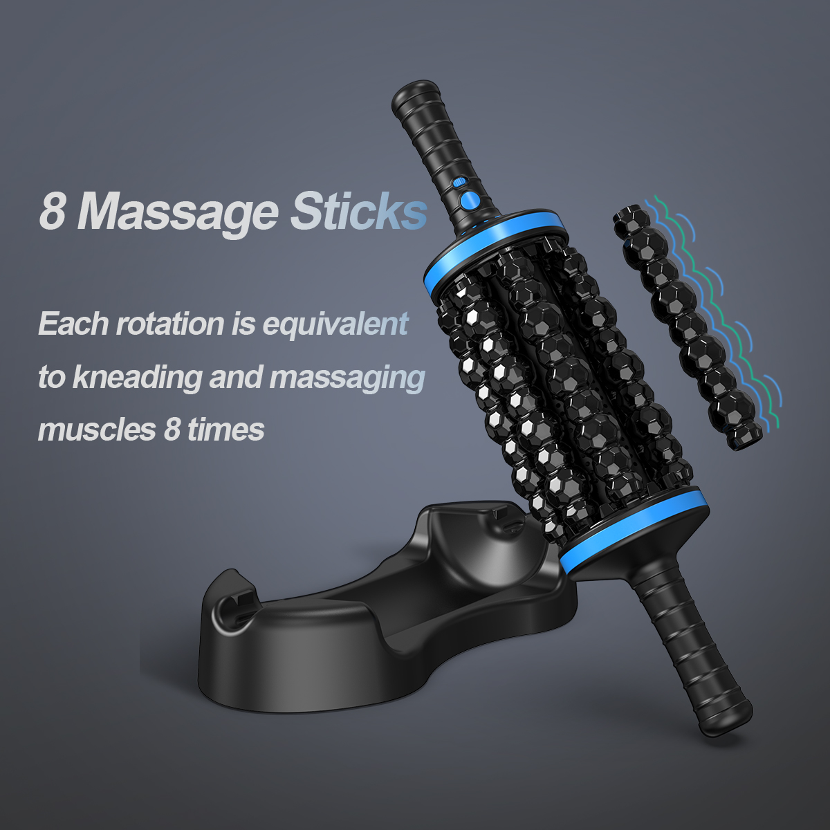 Ekang Patented Rechargeable Portable Handheld Lymphatic Drainage Roller Body Rolling Percussive Massager with Hands-Free Base