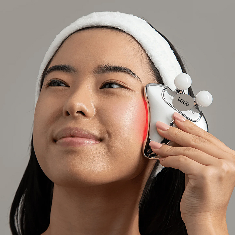 EMS Gua Sha White Jade Facial Massager Portable SPA-Grade Tool for Body LED Vibration Heating Skin Rejuvenation