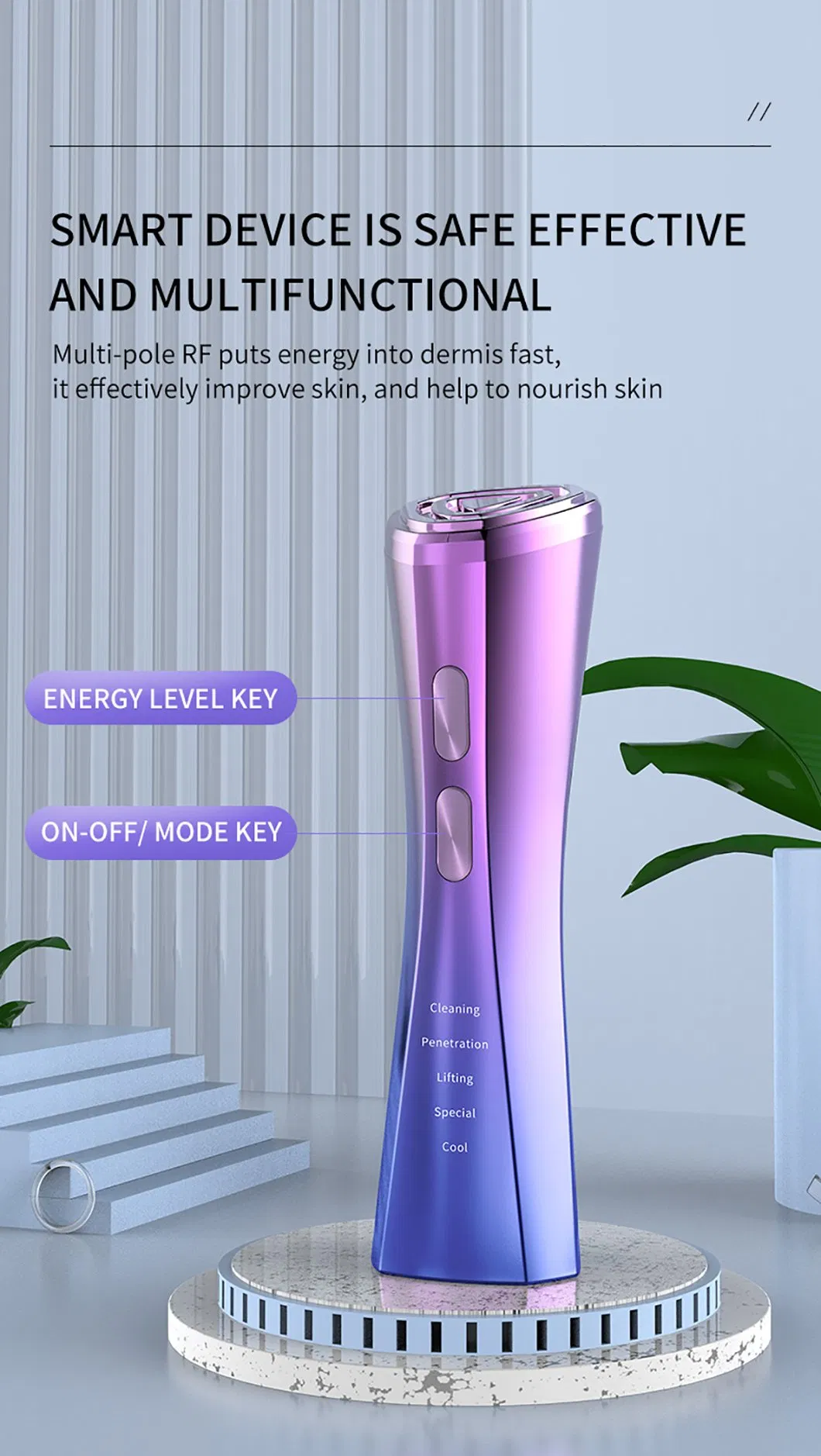 Multifunction EMS Facial Beauty Instrument Home Use Face Lifting RF Beauty Device