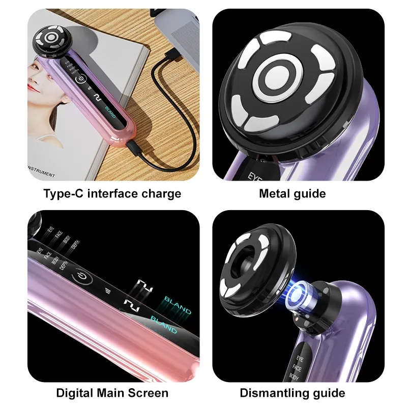 EMS RF LED Beauty Handheld Massage Tightening Anti Aging Wrinkle Two Head Facial Massager