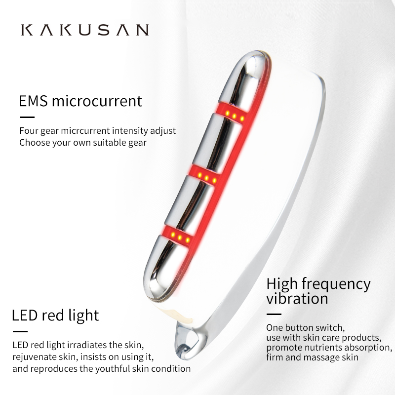 Portable Facial Electrostimulator Spa Vibrate Face Lift Acupuncture Guasha Massage Tool