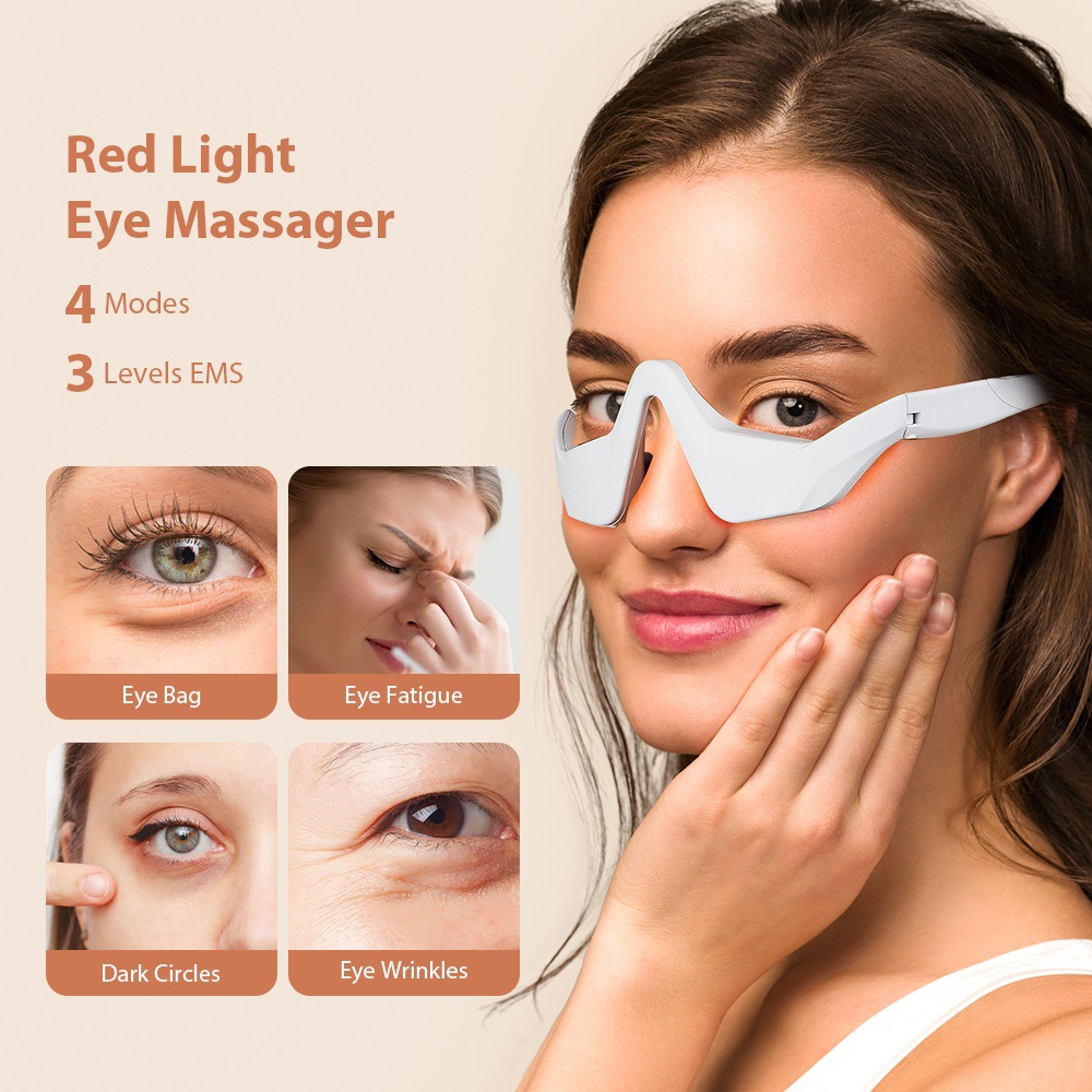 OEM Portable Wireless USB Rechargeable Eye Massager Eye Care Glasses Anti Wrinkle Fatigue Relief Beauty Device