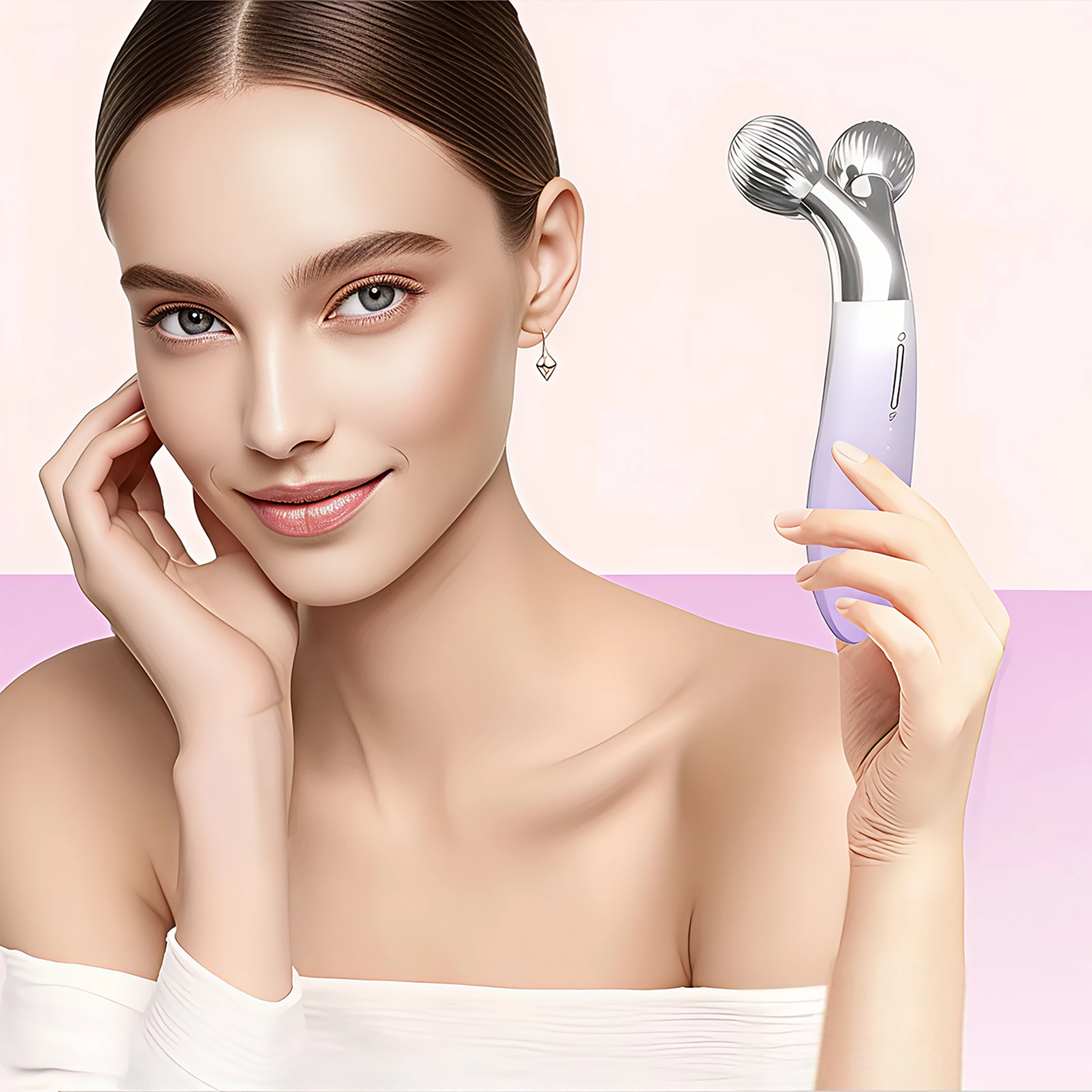 High Quality EMS 3D Roller Face Massager Face Rejuvenation Roller USB Rechargeable Device for Women Face Glow Rejuvenator