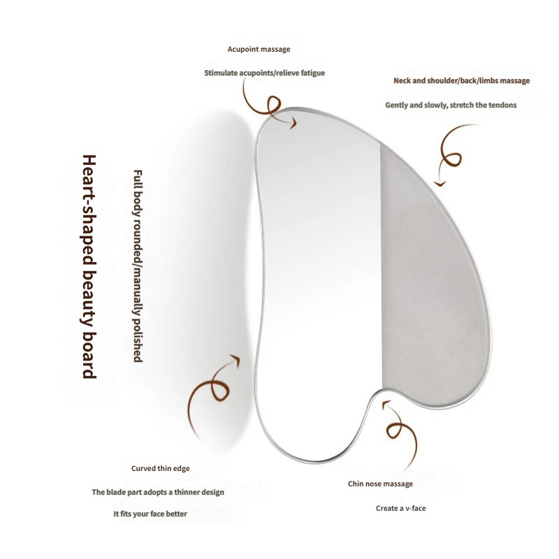 Rose Milare Customized Stainless Steel Heart-Shaped Facial Full Body Shaving Beauty Board Massage Tool for Home Use Model