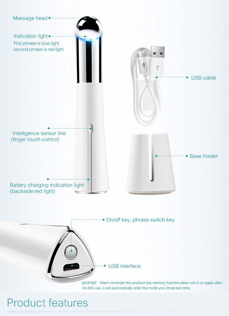 Ms.W Face Lifting Massage Lip &amp; Eyes Beauty Eye Wrinkle Remover Microcurrent Eye Toning Device