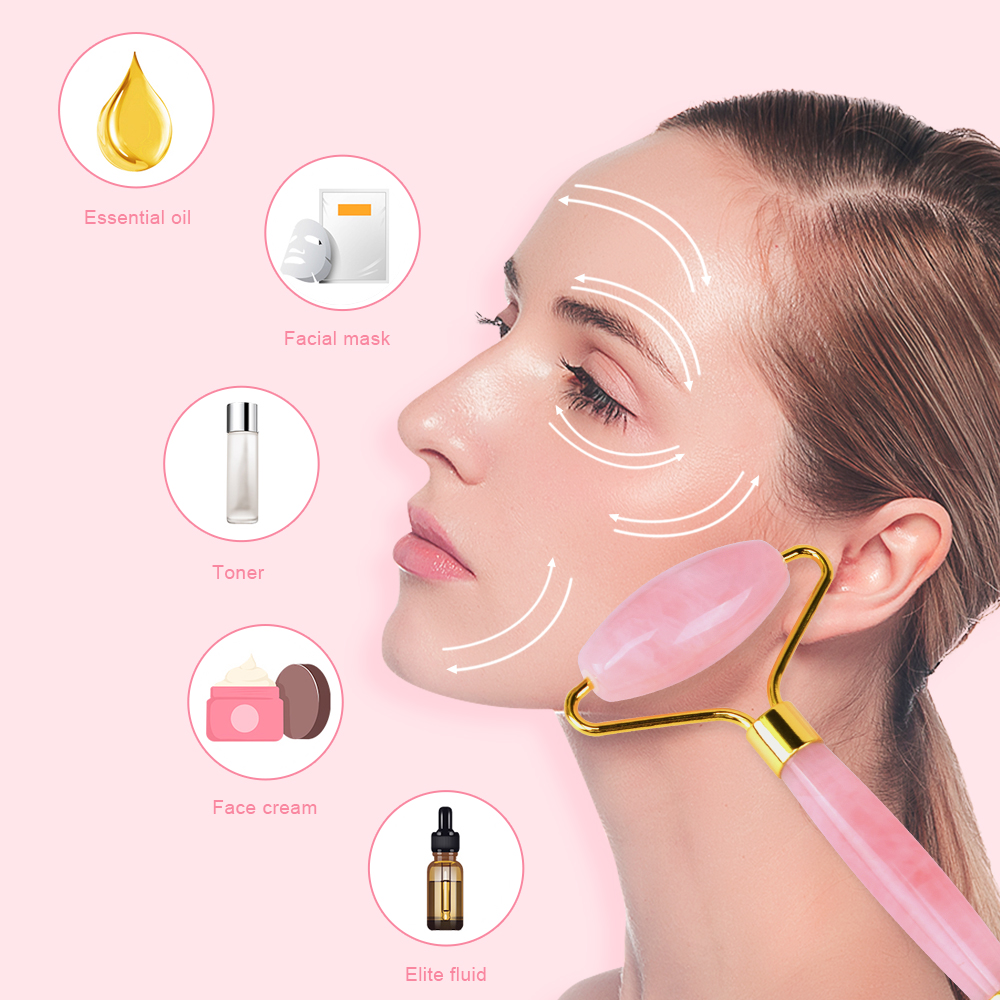 Wholesale High Quality Natural Private Label Whitening Crystal Rose Quartz Black Guasha Facial Massage Jade Roller with Box