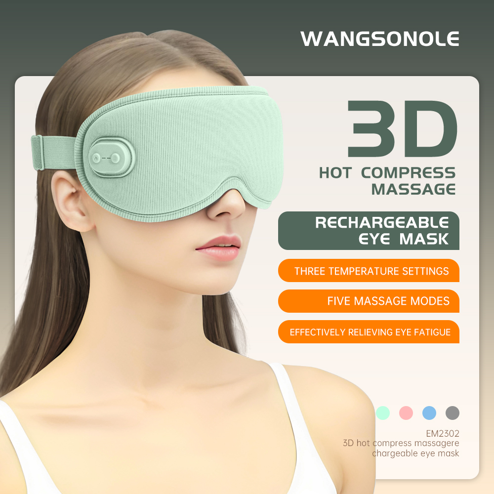 Hot Selling 3D Cordless Home Travel Heated Eye Mask Rechargeable Warm Compress Heated Massage Sleep Eye Mask