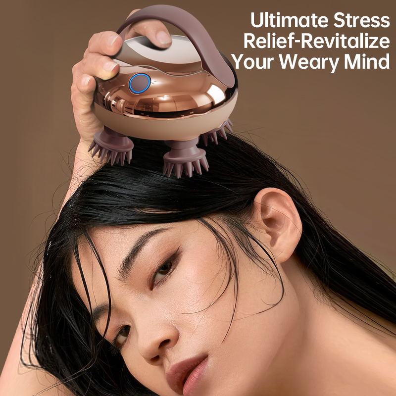 Beautlohas LMZ370 Portable Lightweight Battery Operated Electric Scalp Massager High Frequency Technology 4 Kneading Massage