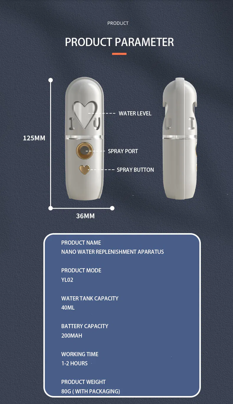Home USB Rechargeable Beauty Humidifier Detail 8