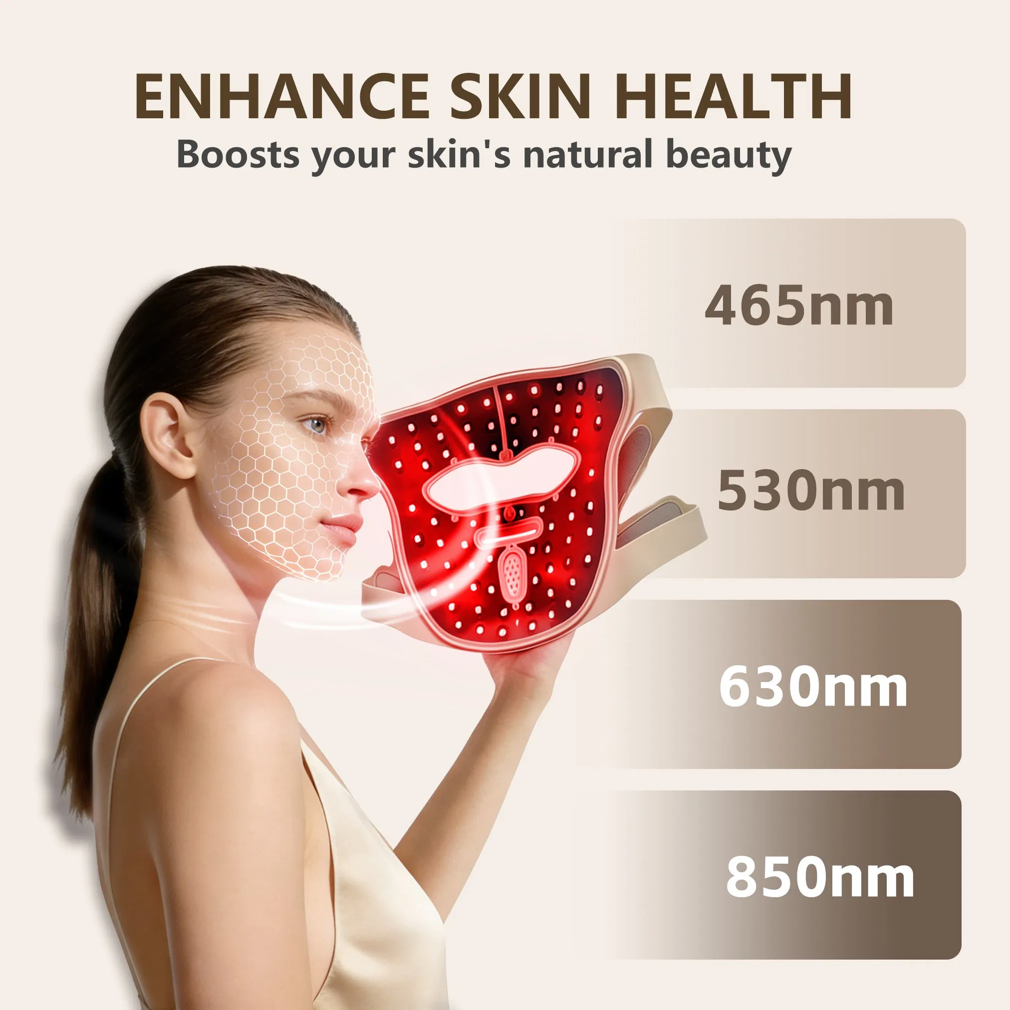 LED Light Therapy Facial Mask Red Light Skin Rejuvenation Beauty Device for Home Use Portable Infrared Sauna 4 Colors