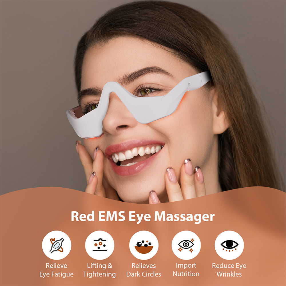 OEM Portable Wireless USB Rechargeable Eye Massager Eye Care Glasses Anti Wrinkle Fatigue Relief Beauty Device
