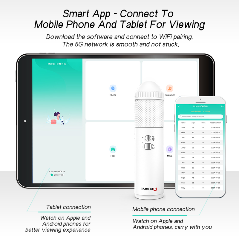 Meiboyi Wireless Scalp Hair Detector WIFI Connect Scalp Analyzer Skin Scanner Home Use Beauty Equipment 2025 Product