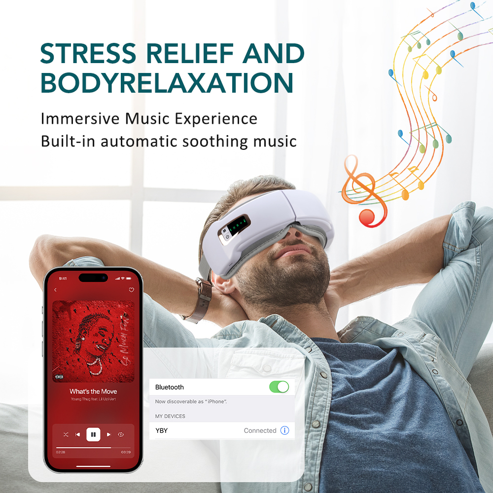 Wireless Electric Eye Massager Hot Compress Sleep Mask With Music Heated Air Compression For Eye Comfort