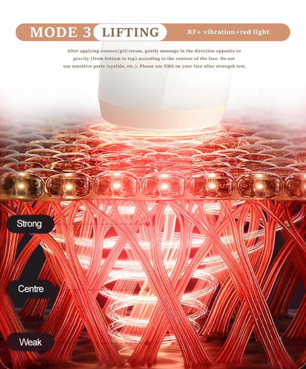Professional Home Use Beauty Equipment Red Light Therapy Facial Massager RF+EMS Beauty Roller