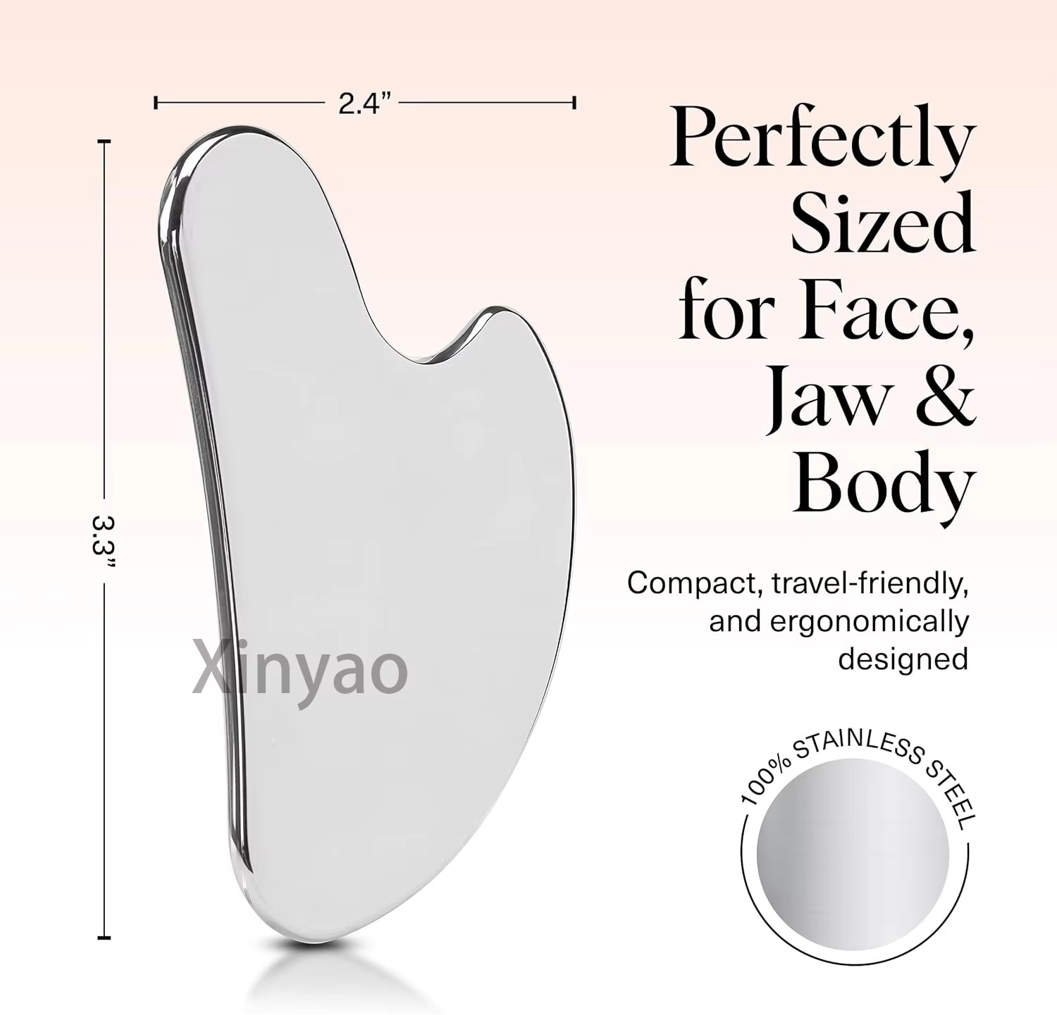 Custom Logo Stainless Steel Gua Sha Facial Massage Tool Face Sculpting Jawline Shaper Double Chin Reducer Lymphatic Drainage