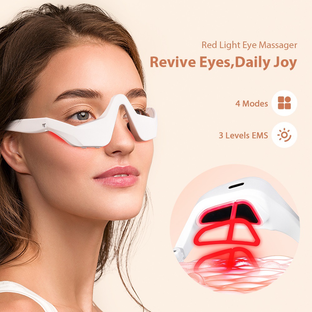 OEM Portable Wireless USB Rechargeable Eye Massager Eye Care Glasses Anti Wrinkle Fatigue Relief Beauty Device