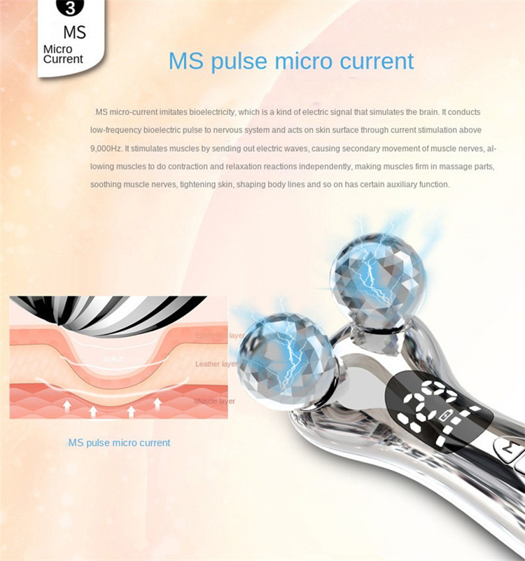 Double Roller Face Massager ABS &amp; Stainless Steel Electric Skin Tightening V Face Lifting Device Portable 12 Modes Facial Device