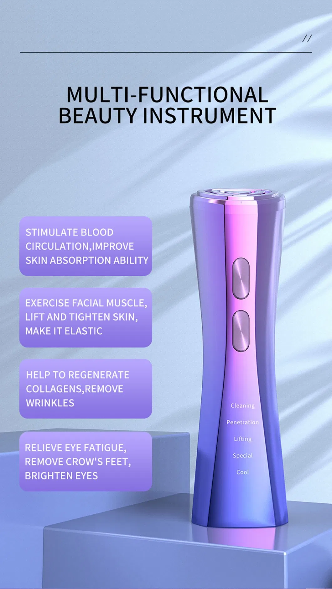 Multifunction EMS Facial Beauty Instrument Home Use Face Lifting RF Beauty Device