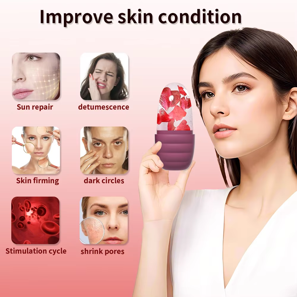 ODM Custom Made Silicone Face Ice Cube Roller Beauty Skin Care Ice Face Roller Massager, Ice Roller Mold Silicone Mold For Face