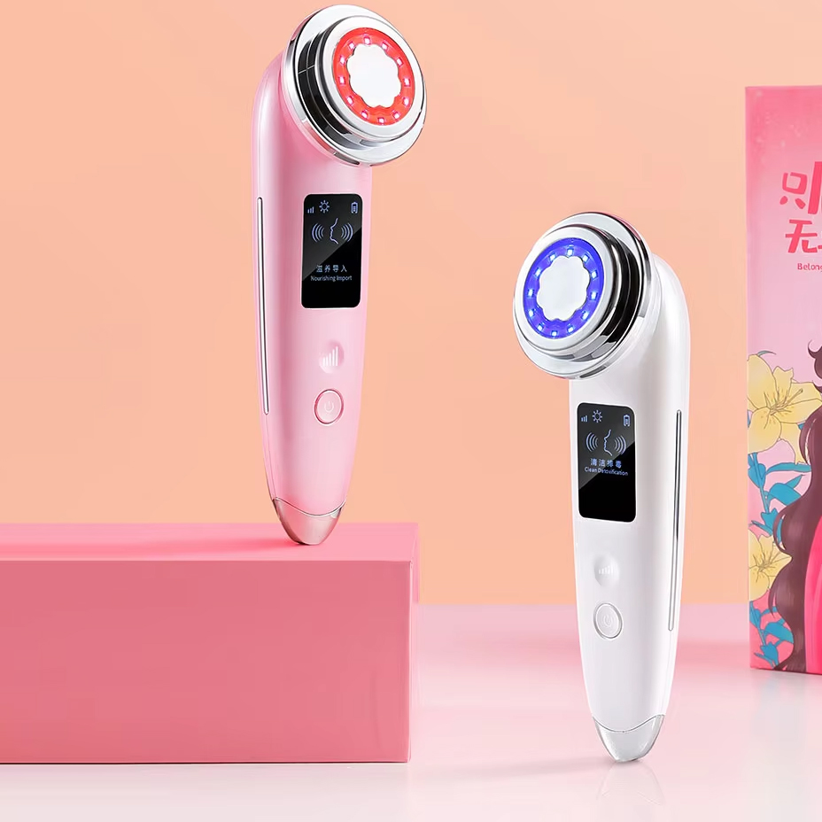New Arrival Glow Bio-Electric Skin Tightening Rejuvenation Facial Vibration Massage Device Hot Cold Face Lift Massager US Plug