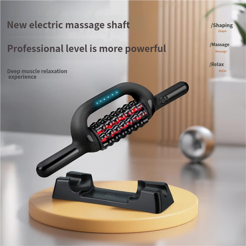 Rechargeable Rotating Rolling Massage Stick with Redlight Lymphatic Drainage Massage Deep Tissue Vibration Roller Massager