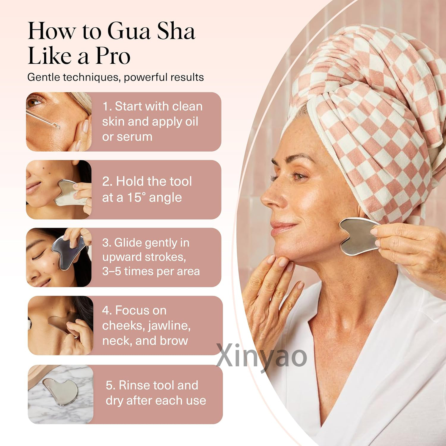 Custom Logo Stainless Steel Gua Sha Facial Posture Tools Face Sculpting Jawline Shaper Double Chin Reducer Lymphatic Drainage