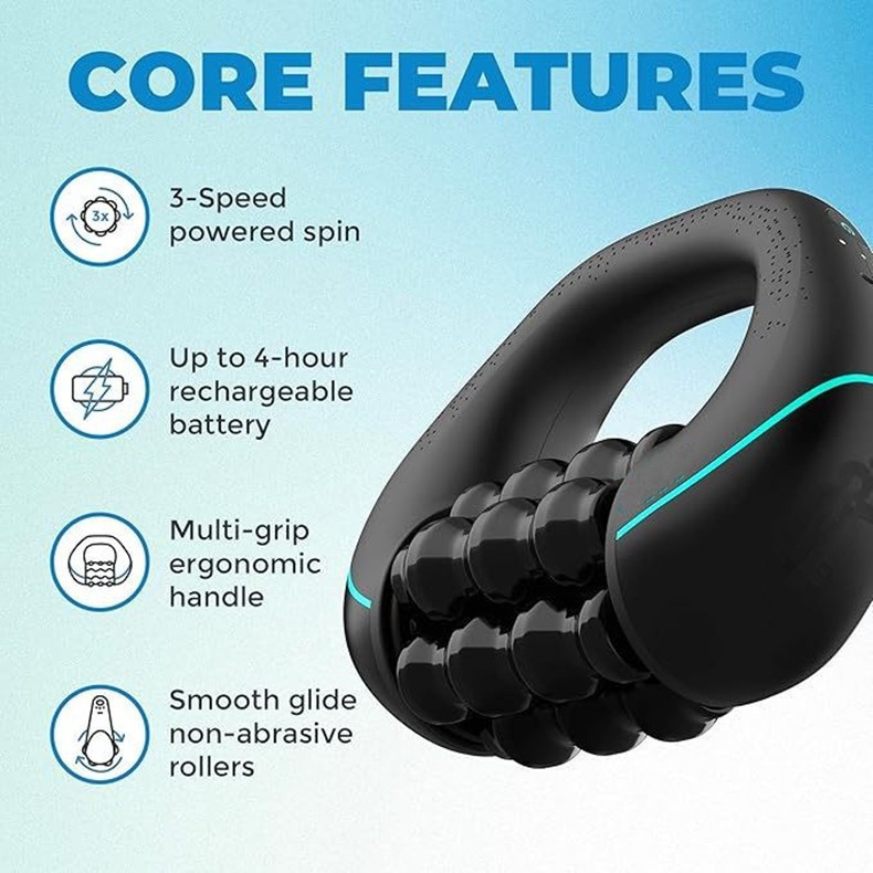 Wholesale Cordless Electric Massage Roller 3 Speed, Bulk USB Rechargeable Percussive Rolling Massager For Full Body Muscle Relax
