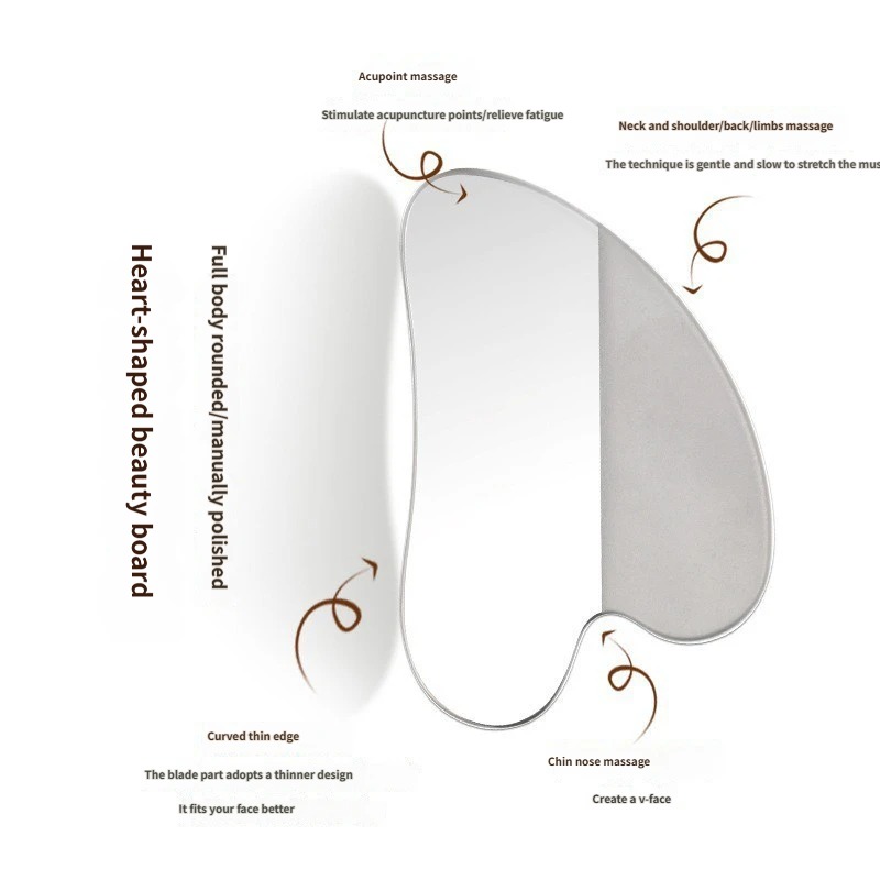 Rose Milare Customized Stainless Steel Heart-Shaped Facial Full Body Shaving Beauty Board Massage Tool For Home Use Model