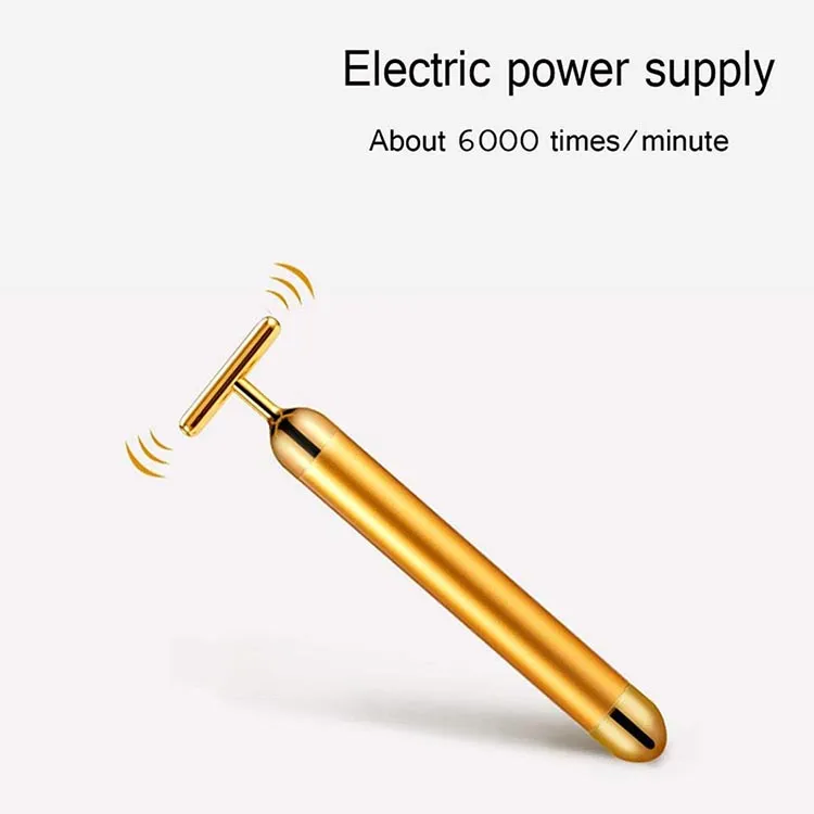 Amazon Hot Home Use Beauty Equipment 24K Gold Vibrating Lifting Skin Care Tools Electric Massage Face Roller Facial Vibration Massager