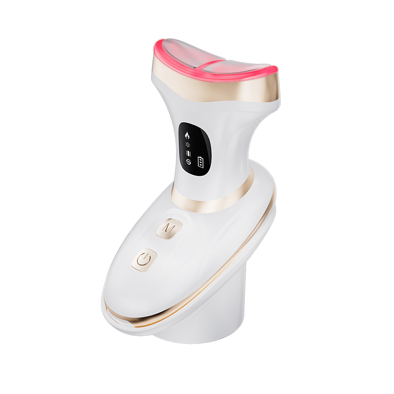 Cold Heat Facial Body Massager, Wide-Curved Sculpting Tool for Face Depuffing, Neck and Chest Lifting, 7 Modes Smart Touch Vibration with Red Light