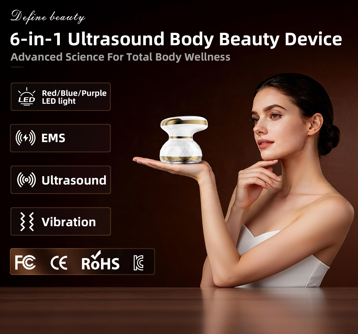 6-in-1 Microcurrent Ultrasonic Red Purple Blue Light Massager With Multi-Function Smart Body MassageBeauty Device