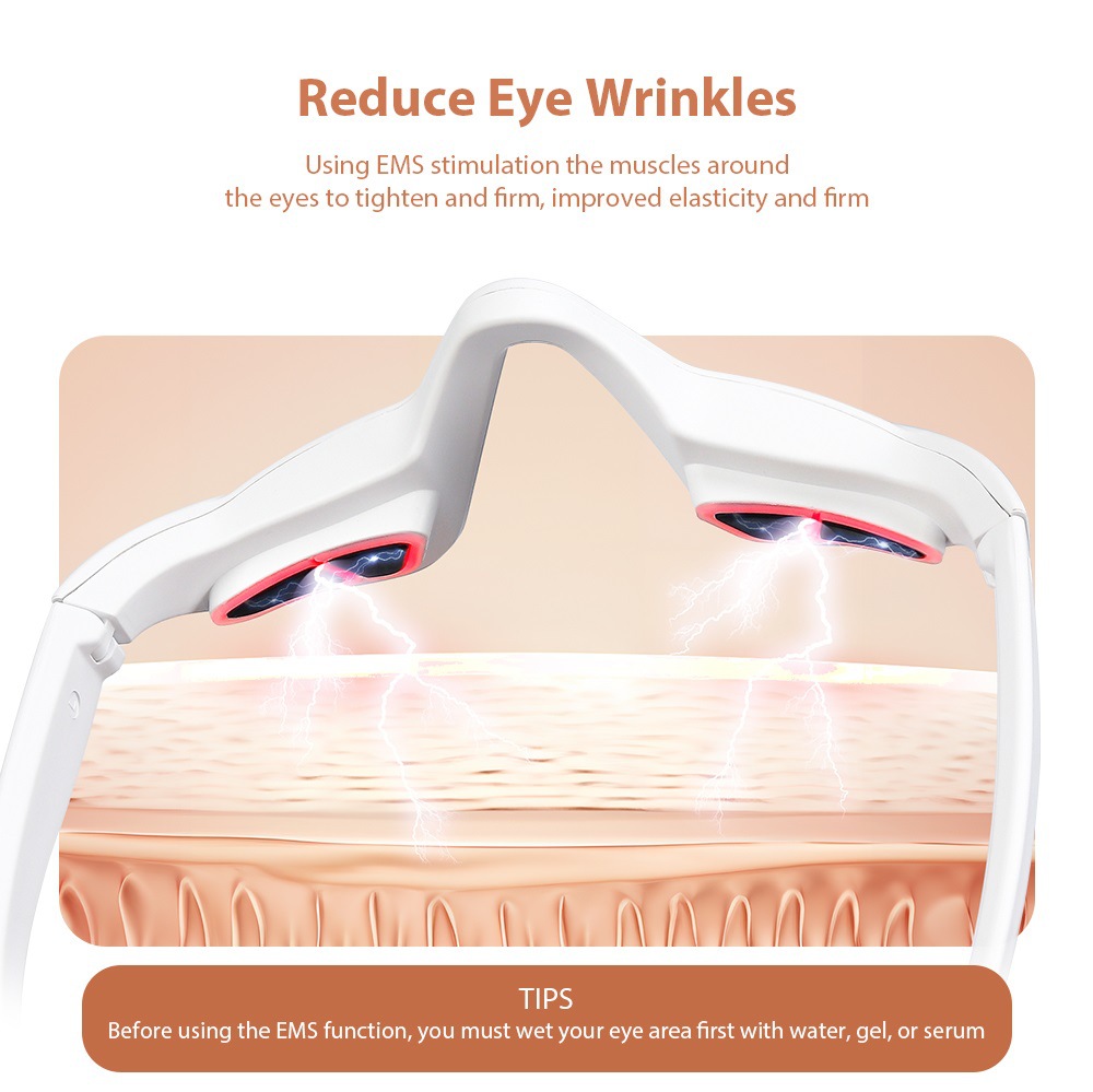 OEM Portable Wireless USB Rechargeable Eye Massager Eye Care Glasses Anti Wrinkle Fatigue Relief Beauty Device
